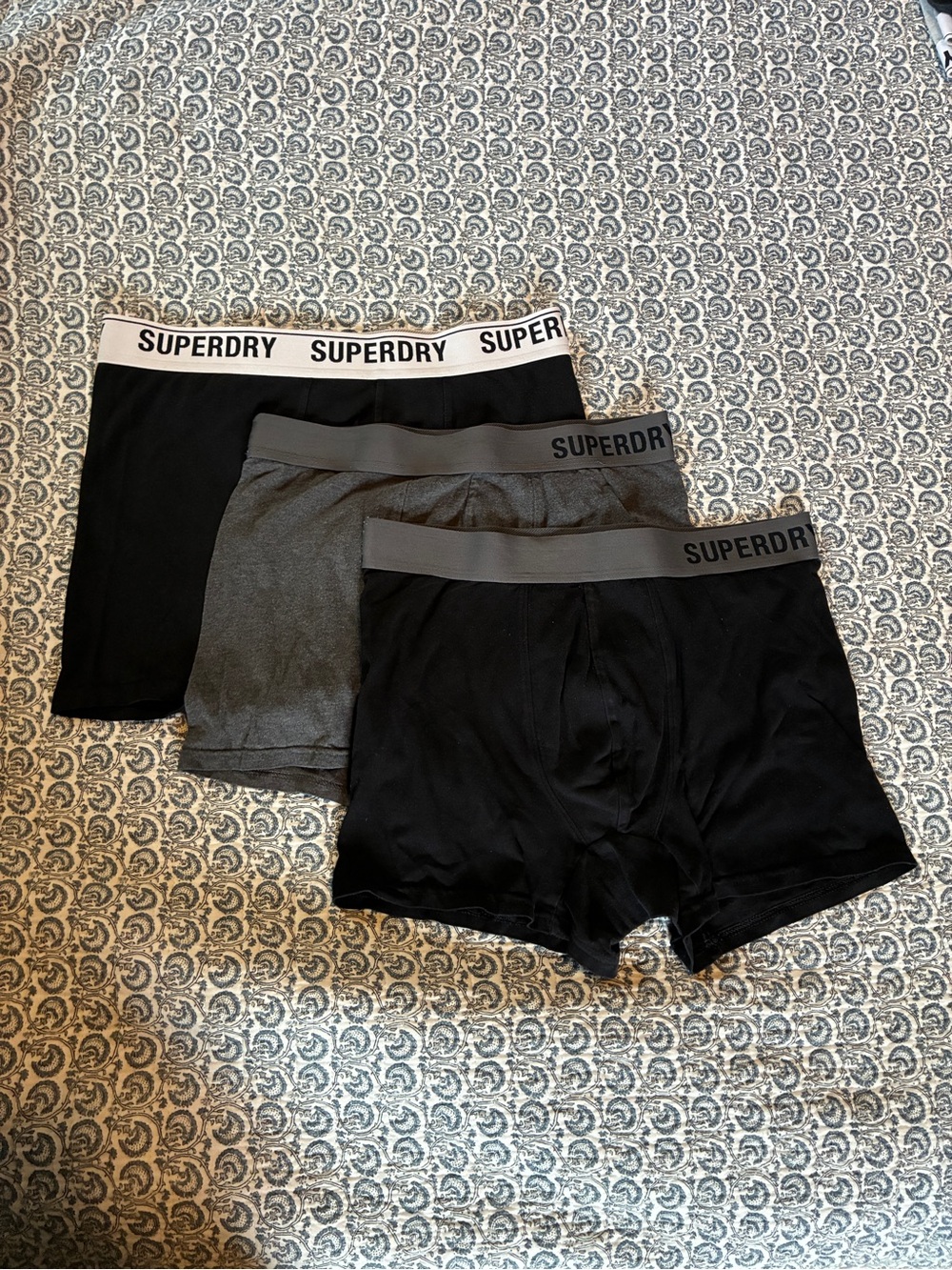 Superdry Men's Boxer Briefs 3-Pack in Black & Gray